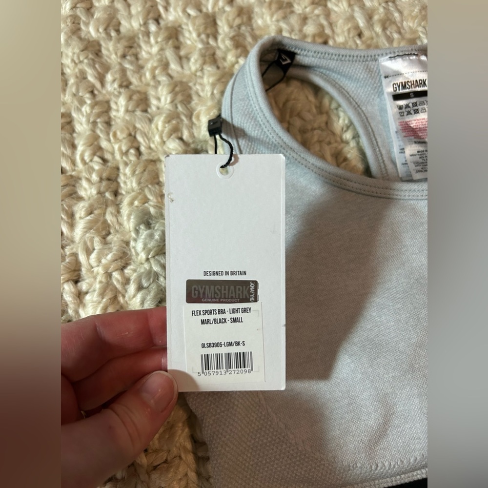 GYMSHARK Sports Bra top flex high rise leggings light grey marl black active set - Picture 7 of 10